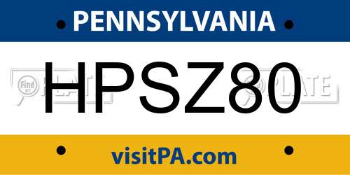 HPSZ80 Pennsylvania License Plate