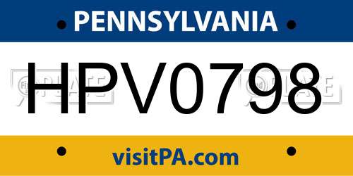 HPV0798 Pennsylvania License Plate
