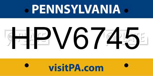 HPV6745 Pennsylvania License Plate