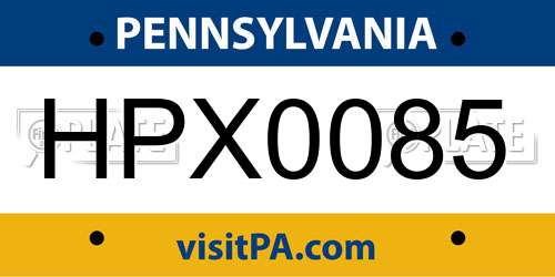 HPX0085 Pennsylvania License Plate
