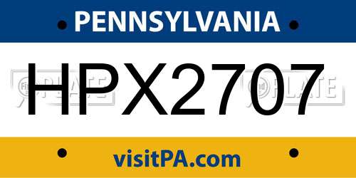 HPX2707 Pennsylvania License Plate