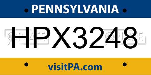 HPX3248 Pennsylvania License Plate