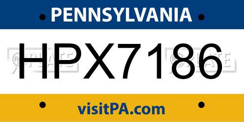 HPX7186 Pennsylvania License Plate