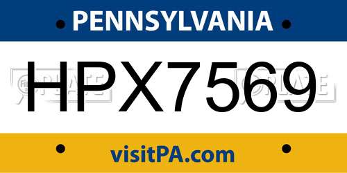 HPX7569 Pennsylvania License Plate