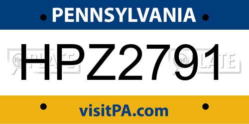 HPZ2791 Pennsylvania License Plate