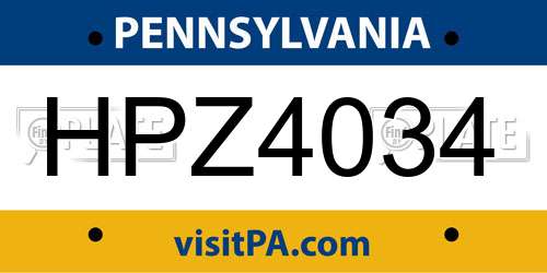 HPZ4034 Pennsylvania License Plate
