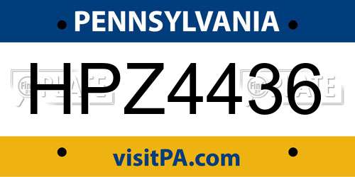 HPZ4436 Pennsylvania License Plate