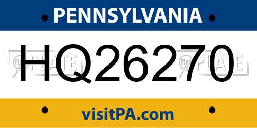 HQ26270 Pennsylvania License Plate