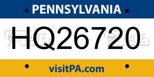 HQ26720 Pennsylvania License Plate