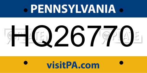 HQ26770 Pennsylvania License Plate