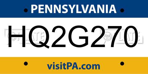 HQ2G270 Pennsylvania License Plate