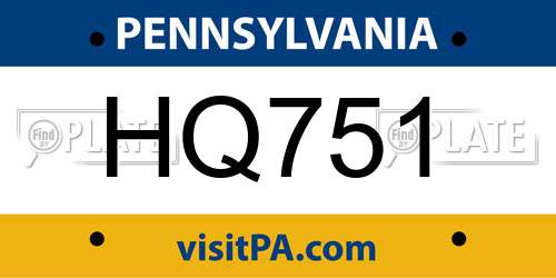 HQ751 Pennsylvania License Plate