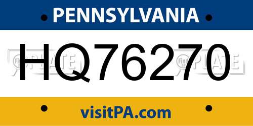 HQ76270 Pennsylvania License Plate