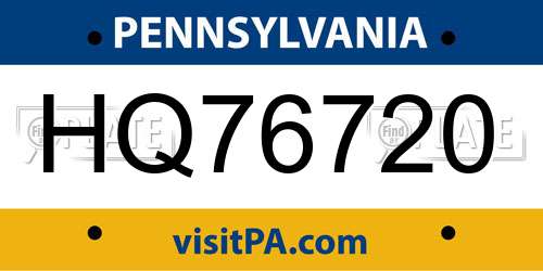 HQ76720 Pennsylvania License Plate