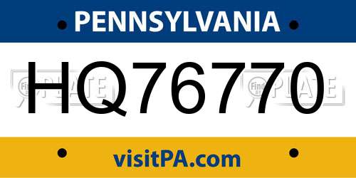 HQ76770 Pennsylvania License Plate