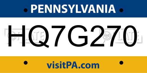 HQ7G270 Pennsylvania License Plate