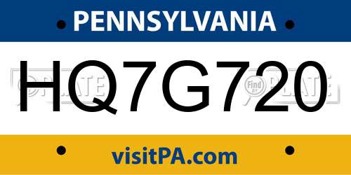 HQ7G720 Pennsylvania License Plate