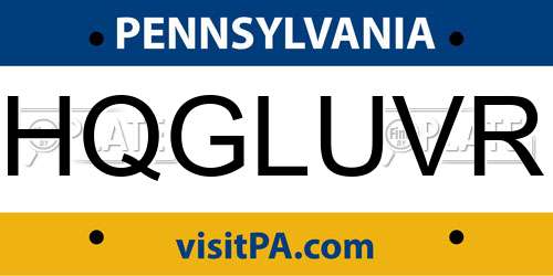 HQGLUVR Pennsylvania License Plate