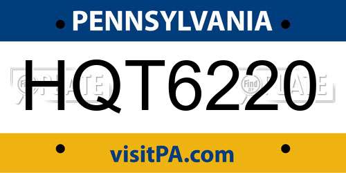 HQT6220 Pennsylvania License Plate