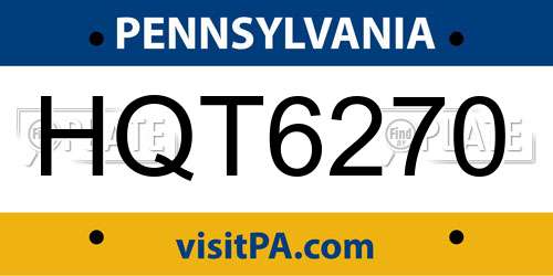 HQT6270 Pennsylvania License Plate