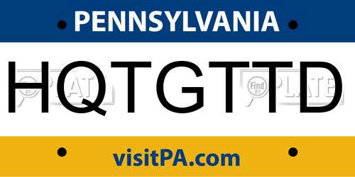 HQTGTTD Pennsylvania License Plate