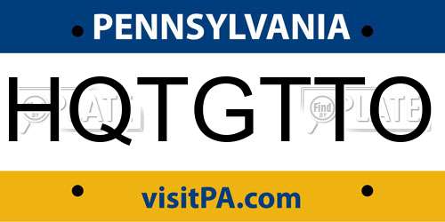 HQTGTTO Pennsylvania License Plate