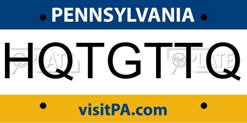 HQTGTTQ Pennsylvania License Plate