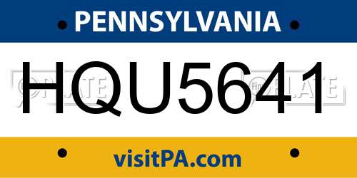 HQU5641 Pennsylvania License Plate