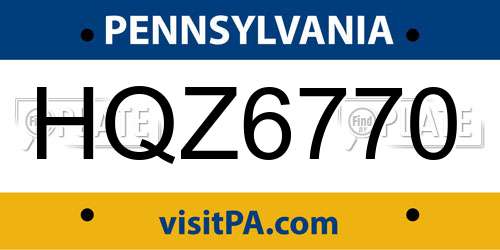 HQZ6770 Pennsylvania License Plate