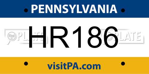 HR186 Pennsylvania License Plate