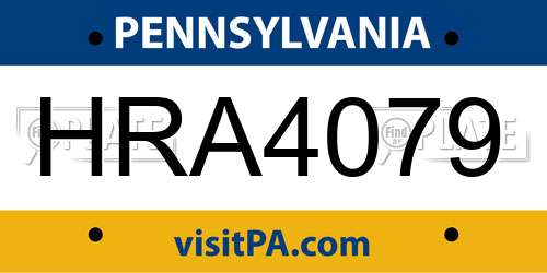 HRA4079 Pennsylvania License Plate