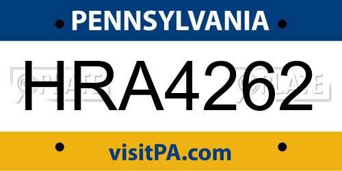 HRA4262 Pennsylvania License Plate