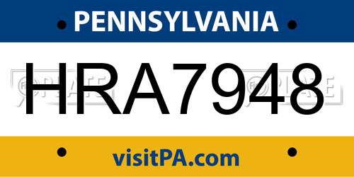 HRA7948 Pennsylvania License Plate