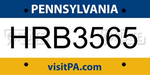 HRB3565 Pennsylvania License Plate