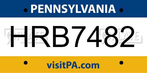 HRB7482 Pennsylvania License Plate