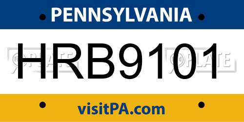 HRB9101 Pennsylvania License Plate