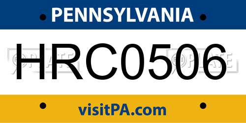 HRC0506 Pennsylvania License Plate