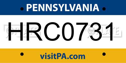 HRC0731 Pennsylvania License Plate