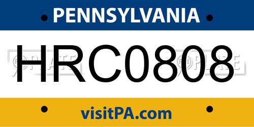 HRC0808 Pennsylvania License Plate