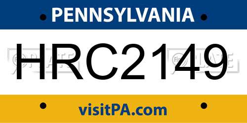 HRC2149 Pennsylvania License Plate