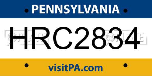 HRC2834 Pennsylvania License Plate