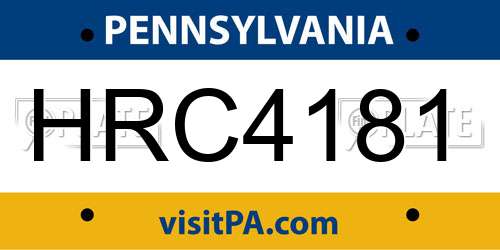 HRC4181 Pennsylvania License Plate