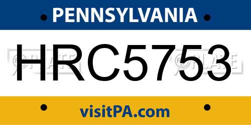 HRC5753 Pennsylvania License Plate