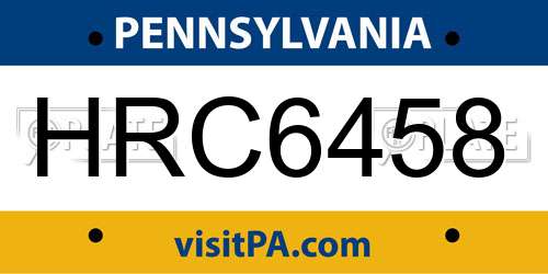 HRC6458 Pennsylvania License Plate