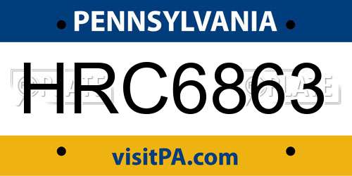HRC6863 Pennsylvania License Plate