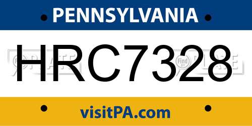 HRC7328 Pennsylvania License Plate