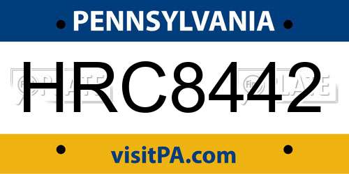 HRC8442 Pennsylvania License Plate