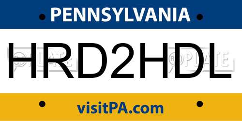 HRD2HDL Pennsylvania License Plate