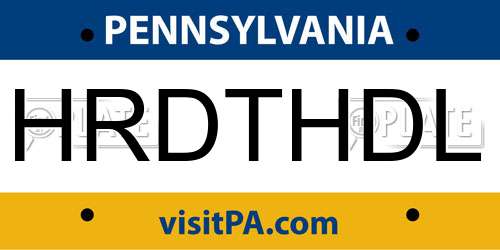 HRDTHDL Pennsylvania License Plate
