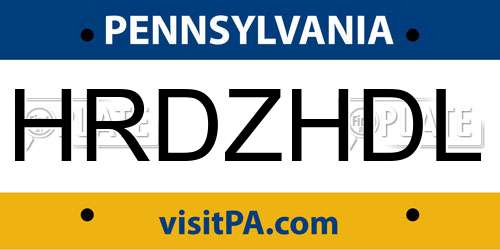 HRDZHDL Pennsylvania License Plate